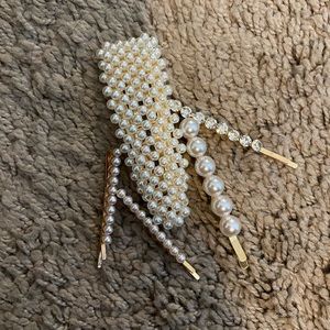 5 fancy pearl hair clips